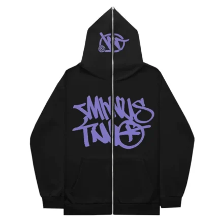 Minus Two Full Zipper Purple Black Hoodie