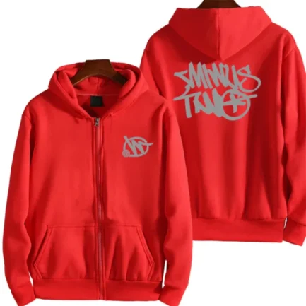 Minus Two Zip Up Red Hoodie